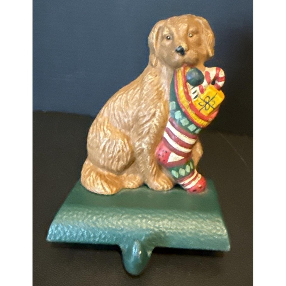 Eddie Bauer Golden Retriever Dog‎ Cast Iron Christmas Stocking Holder 1998 VTG